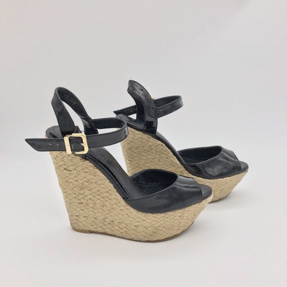 Jessica Simpson Shoes - Jessica Simpson Black Leather Platform Wedges